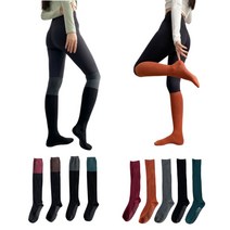 인더룩 요가 필라테스 헬스 레깅스양말 니삭스 투톤 골지 여성용 무릎양말