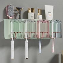 나이스나 다용도 패밀리 칫솔걸이 +컵, 4인용, 민트