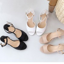 215-260 여자편한구두 미들굽 5cm 스트랩 샌들 메리제인힐 수제화 발볼넓은 구두