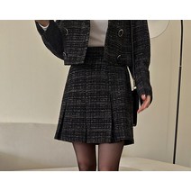 트온쉬 트위드 투피스 뒷밴딩 맞주름 스커트