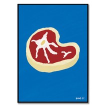 Bon appetit - 어릴때부터 꿈꾼 만화 고기 1 Bond St. 작가 귀여운 식당 카페 인테리어 음식 그림 액자, 매트 블랙 알루미늄 프레임