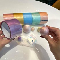 유니커블 7.2cm 파스텔 진주 펄 끈끈이 볼 테이프 공 만들기 장난감 찐득이 말랑이 주물럭 공놀이 키덜트 뽁뽁이 팝잇 재미있는 촉감 집콕 놀이 스트레스해소 아트 토이 재료, 원색A2.4CM WC488-2