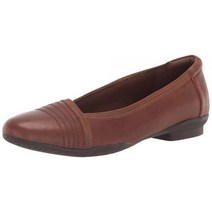 Clarks 여성용 사라 에린 발레 플랫 탠 가죽 8.5 211225, Tan Leather