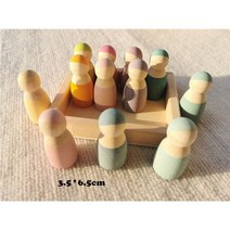 몬테소리 원목교구 가베 완구 블록 쌓기 원기둥 완구 레인보우 컬러 발도르프 우드, pegdolls 12