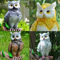 큰 부엉이 새 장식 동물 정원 조형물 유치원 소품, 갈색 큰 부엉이
