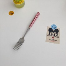 커트러리 디저트 스푼 포크 프랑스 홈 서양 커피 레드 스테인레스 스틸 칼 나이프, red fork