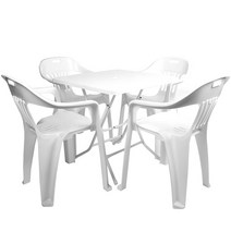 지오리빙 플라스틱 테이블 의자 세트 야외테이블세트, 사각+하이의자(화이트)