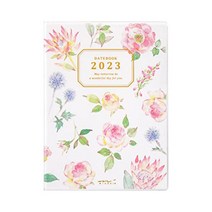 2023 일본 미도리 고급 날짜형 말씀 설교 감정 노트 업무용 일기장 포켓 만년필 다이어리 A6, country time floral pattern
