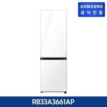 삼성 비스포크 냉장고 2도어 키친핏 글래스 [RB33A3661AP], 새틴화이트+새틴베이지