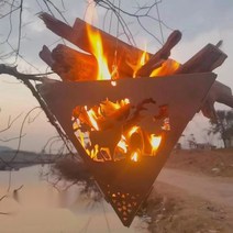 까마느 캠핑 불멍 삼각형 모닥불 피크닉 미니 화로 화로대 화롯대 스틸 스테인레스