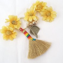 풍수백화점 황금 빗자루 키링 금실 재물복 전통 소품 키홀더 열쇠고리, 무지개 황금 빗자루 열쇠고리