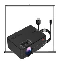 HD 미니빔 RE343S RE342S black & white 스타일 프로젝터 기능형 세트 (넷플릭스 쿠팡 플레이 앱 캠핑 영화 TV 스마트폰 미러링 케이블 미라캐스트 스크린), 블랙, AP349S스크린세트