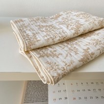 목화베리 요루거즈3중 키친크로스 면행주, 베이지잔꽃