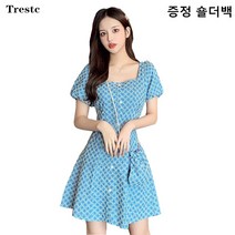 Trestc 여름 스퀘어넥 반팔 미니 원피스[증정 숄더백]