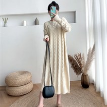 위위브렌 여자긴팔 루즈핏 니트원피스 롱원피스