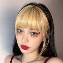 [마물샵] 앞머리가발 탈색 염색 머리 골드 헤어피스, 옐로우골드