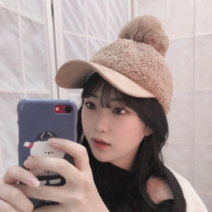 여성 양털 뽀글이 방울 털모자