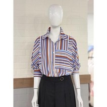 스트라이프 칠부 블라우스 P223MSC702