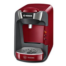 Tassimo Suny 캡슐 머신 TAS3203 Bosch의 커피 머신 70가지 이상의 음료 전자동 모든 컵에 적합 가열 시간이 거의 없음 1300W 레드/무연탄 -20086, 검은색