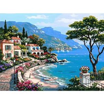 바닷가 마을 1 (캔버스) 보석십자수 40x50 0.1035ea, coupang 본상품선택