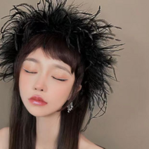 깃털 머리띠 퍼 머리띠 머리띠 기질 머리장식