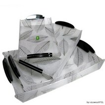 VUK783536부산아크릴 한지 아크릴 손잡이 쟁반 (대) 나뭇잎 트레이 과일, 단일옵션