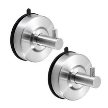 Wellvie 초강력 흡반 후크 2개 세트 68mm 5kg 실버 방수 스테인레스 스틸 진공 흡착 흡반 후크 녹슬지 않는 경량 컴팩트 키친 툴 리빙 현관 데드 스페이스 오피스 업무