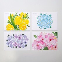 수채화 꽃 엽서 4종 세트, 상세페이지 참조