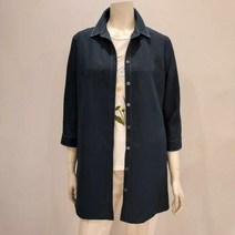 이랜드 [앤디스클라인]앤디스클라인 괴정 배색 스티치 린넨 롱 블라우스 A2LBB414