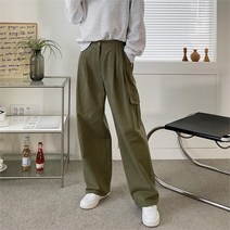 [코지] 여자 원트 아메카지 스타일 카고 핀턱 면바지