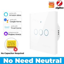 aubess zigbee 3.0 스마트 조명 스위치 ac110-240v tuya 스마트 벽 유리 패널 tuya 앱과 함께 작동 alexa yandex alice google hom, 화이트 3gang