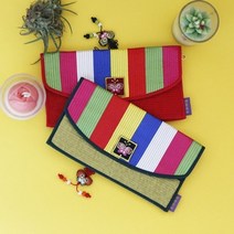 기타 바보사랑[다주소]색동 비단 누빔 장지갑(5colors)