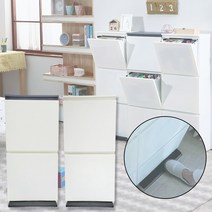 수납함 정리대 분리수거함 2단, 크림화이트