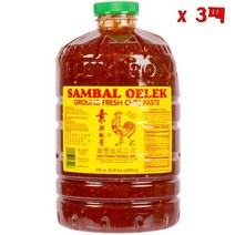 Huy Fong Sambal Oelek Ground Chili Paste 후이퐁 삼발 올렉 그라운드 칠리파스타 136oz(3859kg) 3팩