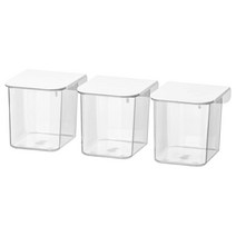 이케아 IKEA 보관용기+뚜껑 3P 화이트 7x8.5x8cm 스틸