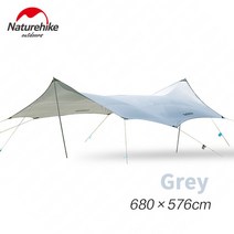 Naturehiking 680x576cm Tarp 텐트 그늘 방수 어닝 초경량 캐노피 햇빛 야외 캠핑 비 플라이 비치 태양 대피소, 회색, 1개