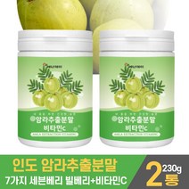 인도 암라 가루 분말 암라추출물 파우더 구스베리 세븐베리 블랙 블랙커런트 라즈 아사이 블루 스트로 베리 농축액 농축분말 빌베리 빌리베리 비타민C 먹는 식용 마시는 쉐이크 먹는법, 2개, 230g