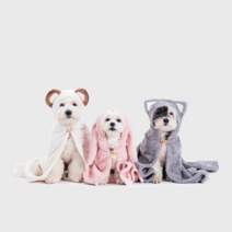 두잇 드라이후드 강아지 고양이 목욕 타월, 핑크 (토끼)