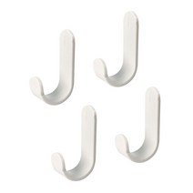 접착식 플라스틱 고리 무타공 J형 걸이 후크 4P 화이트