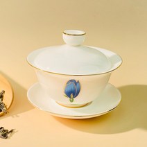 드림팩토리_백자 파랑꽃 개완 합잔 찻잔 120ml 다도잔 집들이선물 이사 도자기 술잔_드림팩토리, 옵-션이_없는_상품, 옵-션이_없는_상품