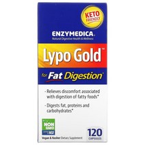 Enzymedica Lypo Gold For Fat Digestion 엔자이메디카 리포 골드 팻 다이제션 120정, 1개, 기본