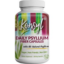 콘실 고급 데일리 천연 차전자피 비건 200캡슐 Konsyl Daily Psyllium Fiber Capsules