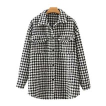 트위드 손담비 KPYTOMOA 여성 2020 패션 특대 Houndstooth 마모 재킷 코트 빈티지 긴 소매 포켓 여성 겉옷 Chic Top | Jackets