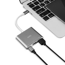 3in1 C타입 타입C 60W PD+USB3.0+HDMI 멀티허브 스마트폰 노트북 맥북 그램 태블릿 호환, 그레이