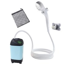 HK.SELL 수온 표시 충전식 휴대용 캠핑 샤워기, 하늘색