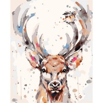 votgl diy 그림그리기 꽃 풍경 동물 해바라기 diy 유화그리기세트 40 x 50cm액자 포함, 005 사슴