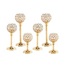 메르카우니스 6pcs 크리스탈 캔들 홀더 3 사이즈 웨딩 테이블 센터피스용 골드 캔들 홀더 청록 테이블 장식 벽난로 캔들라브라용 청록 캔들스틱 홀더 홈 거실 장식