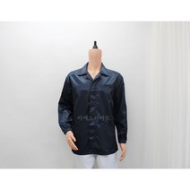 [제전사파리상의] 네이비 Y카라 방진복 크린룸 정전기방지 무진복 제전가운, 4XL