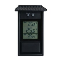 실내 실외 디지털 최대 최소 온실 온도계 모니터 최대 및 최소 온도 사용 정원 온실 홈, 검은색