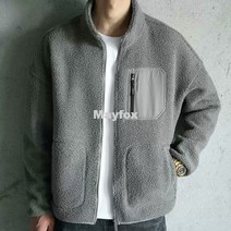 Mayfox폴리스자켓 집업 후드 남자 오버핏 고급 양털 후리스 빅사이즈 기모 뽀글이 벨벳 남성 겨울 아우터